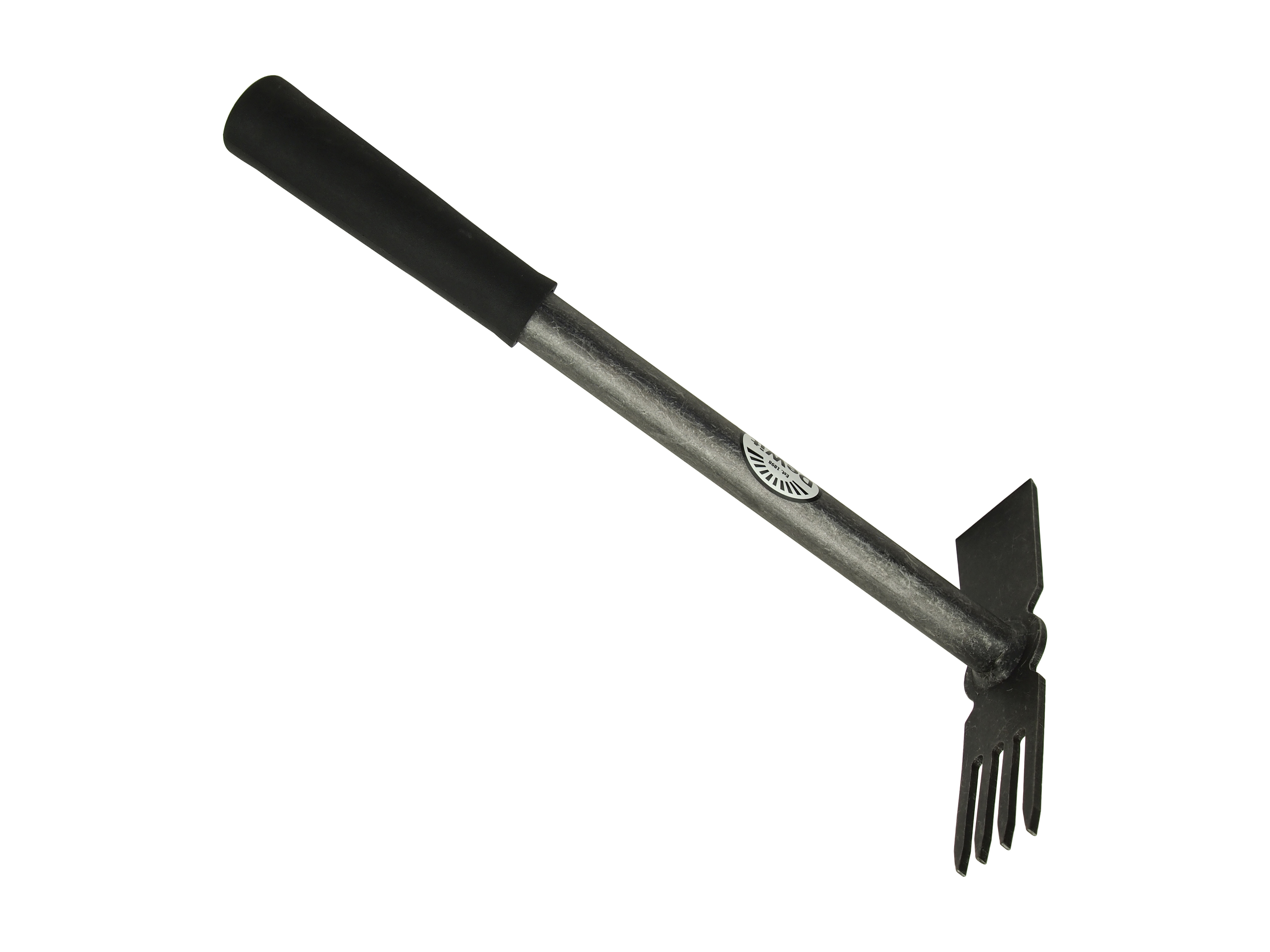 Combi straight haped hoe and 3 tine cultivator medium length tubular  steel handle